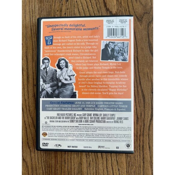 The Bachelor And The Bobby-Soxer DVD Shirley Temple Classic Comedy Movie - Picture 4 of 4